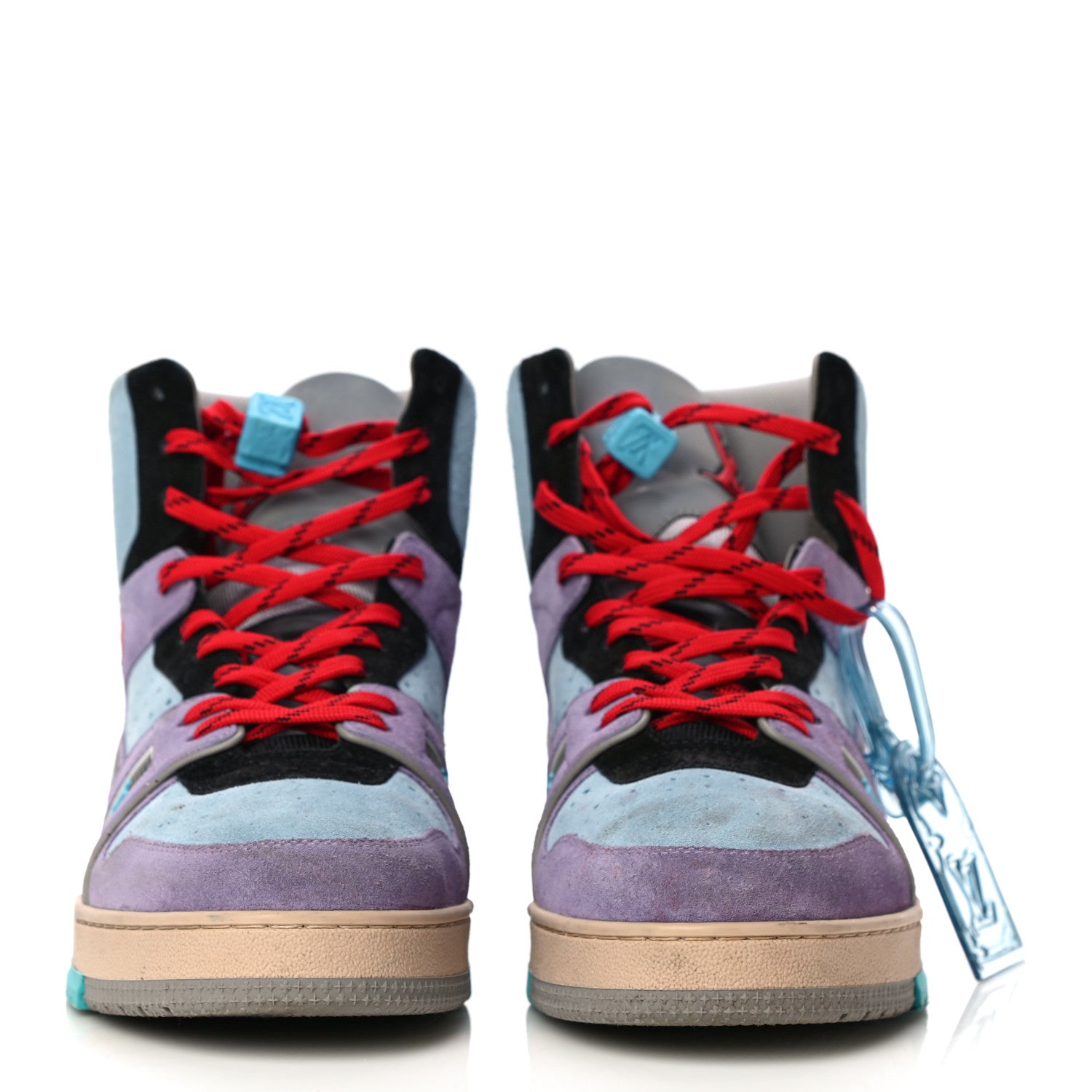 Louis Vuitton Calfskin Suede Mens LV Trainer Sneaker Boots 7.5 Purple 2 of 18