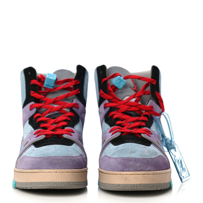 Louis Vuitton Calfskin Suede Mens LV Trainer Sneaker Boots 7.5 Purple 2 of 18