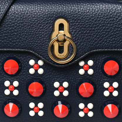 Mulberry Grained Calfskin Studded Small Amberly Top Handle Crossbody Navy 8 of 11