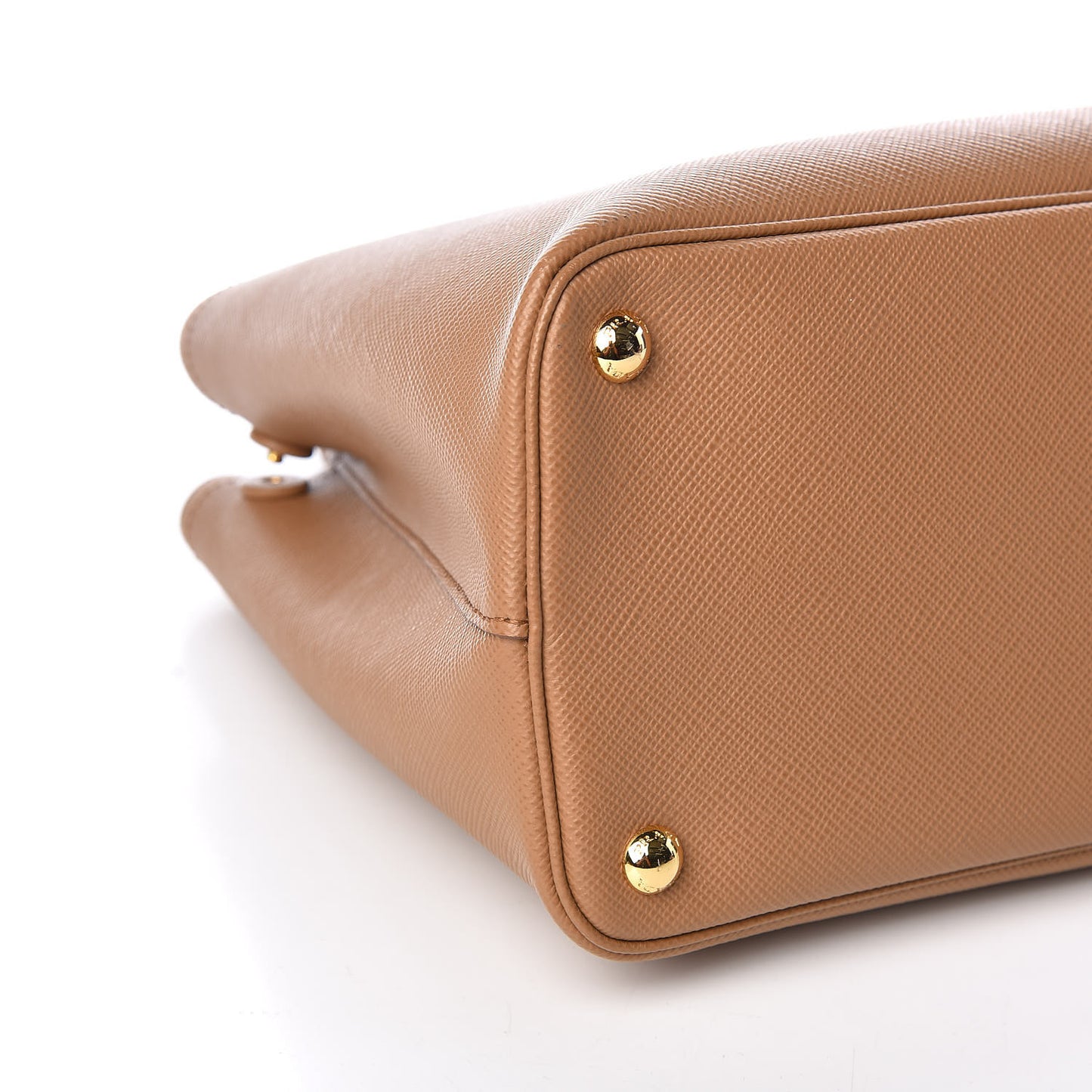 Saffiano Cuir Medium Double Bag Caramel Fuoco