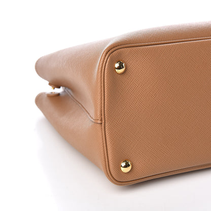 Prada Saffiano Cuir Medium Double Bag Caramel Fuoco 7 of 8