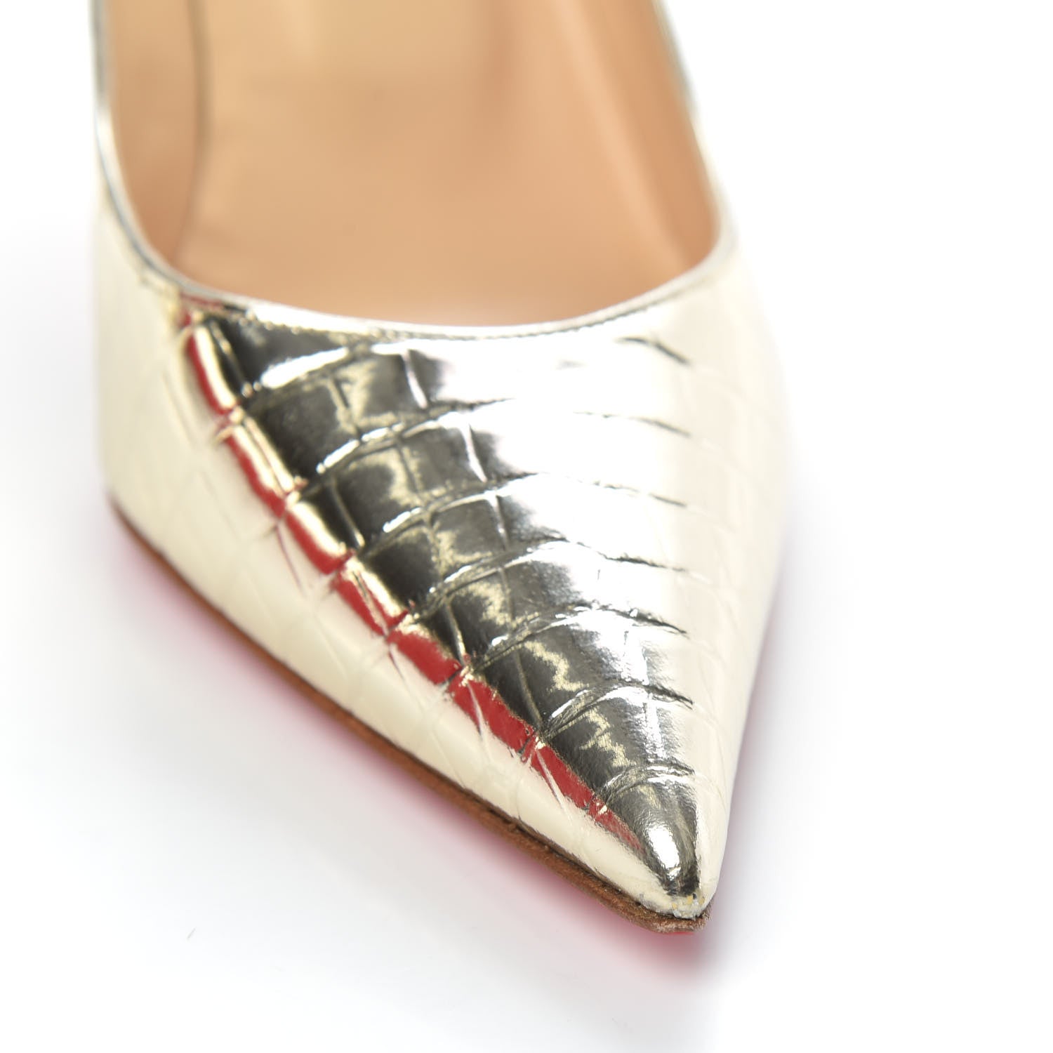 Christian Louboutin Metallo Cocco Clare 80 Pumps 39.5 Platine 8 of 8