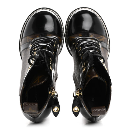 Louis Vuitton Patent Calfskin Monogram Star Trail Ankle Boots 37.5 Black 2 of 11
