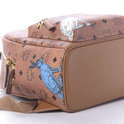 MCM Visetos Small Hide And Seek Rabbit Stark Backpack Cognac 5 of 9