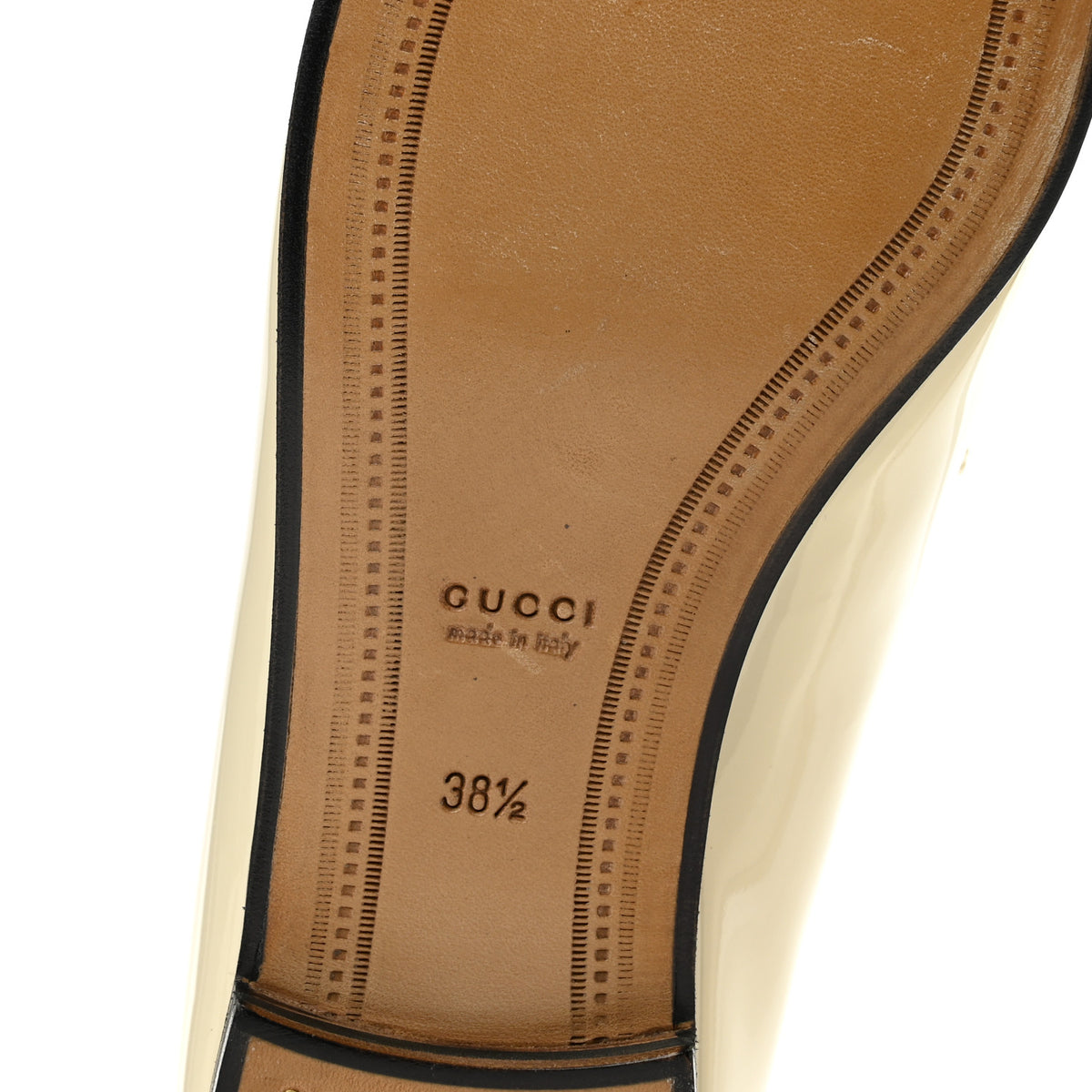 Gucci Patent Womens Jordaan Loafers 38.5 New Ivory 7 of 11