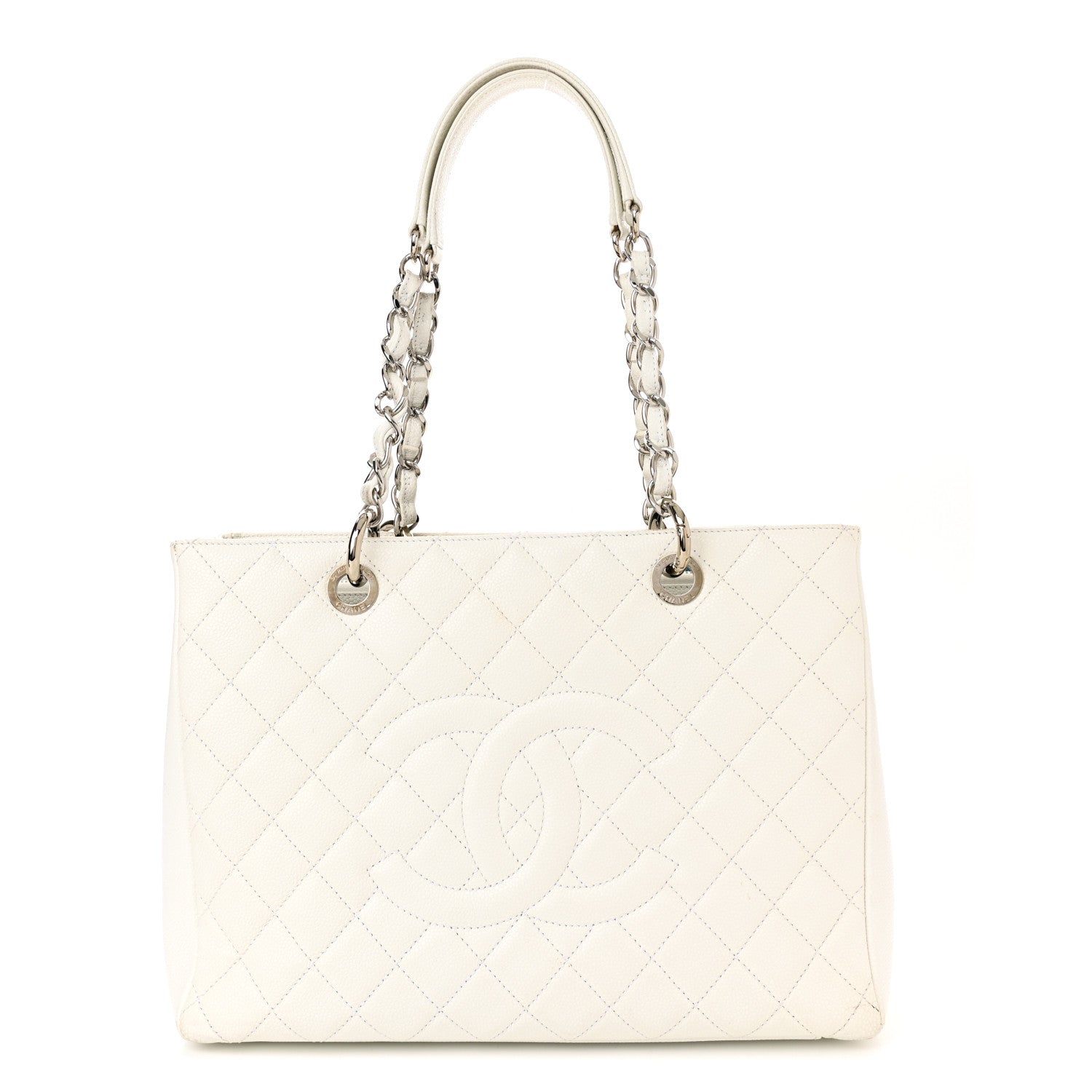 Chanel Caviar Quilted Grand Shopping Tote GST White 1 of 15