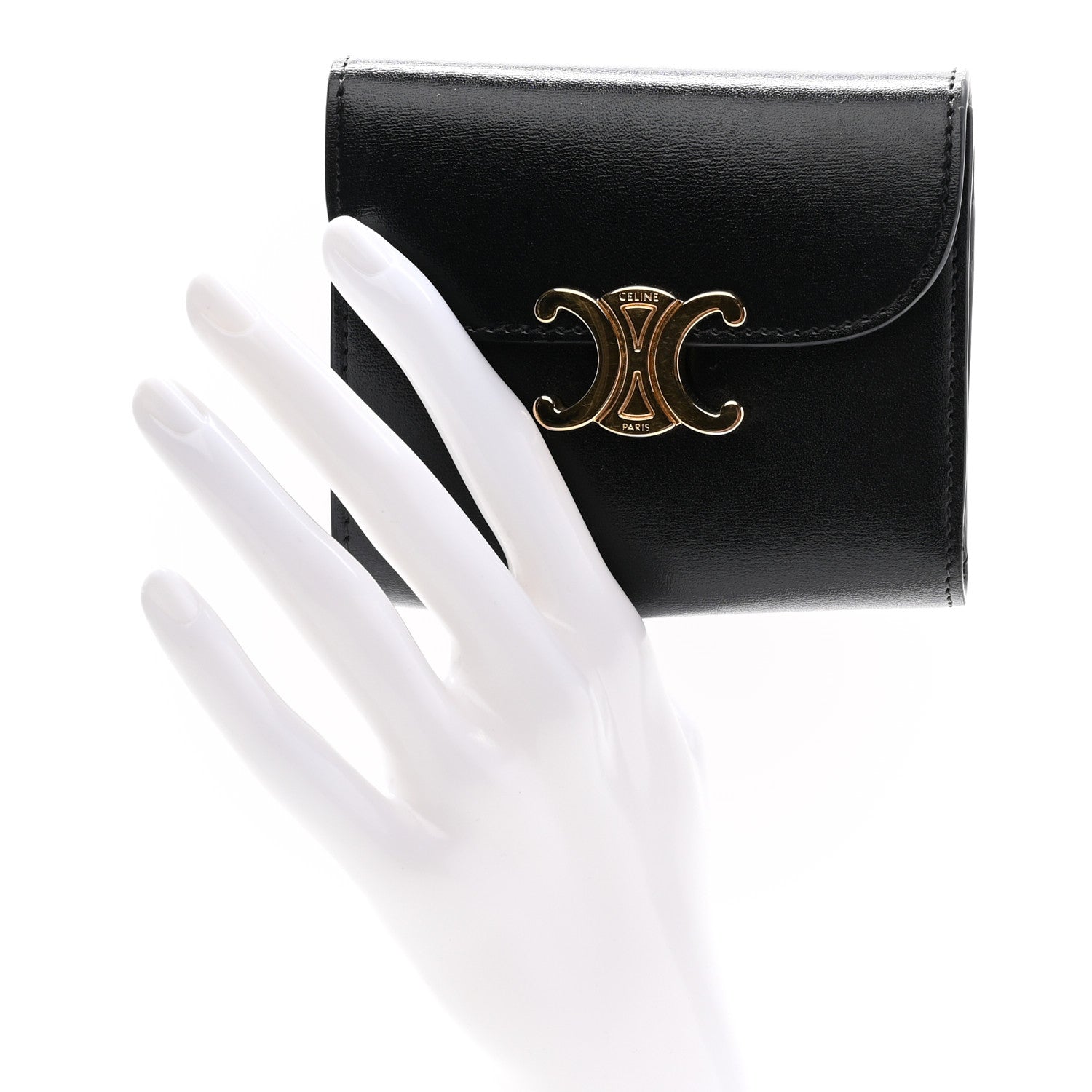 Celine Shiny Calfskin Small Triomphe Wallet Black 2 of 11