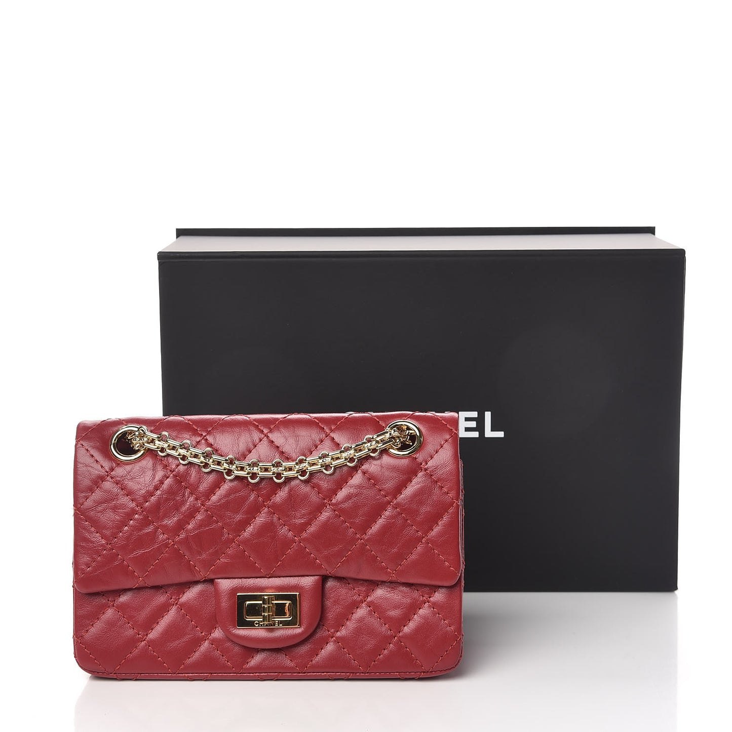 Aged Calfskin Quilted 2.55 Reissue Mini Flap Red