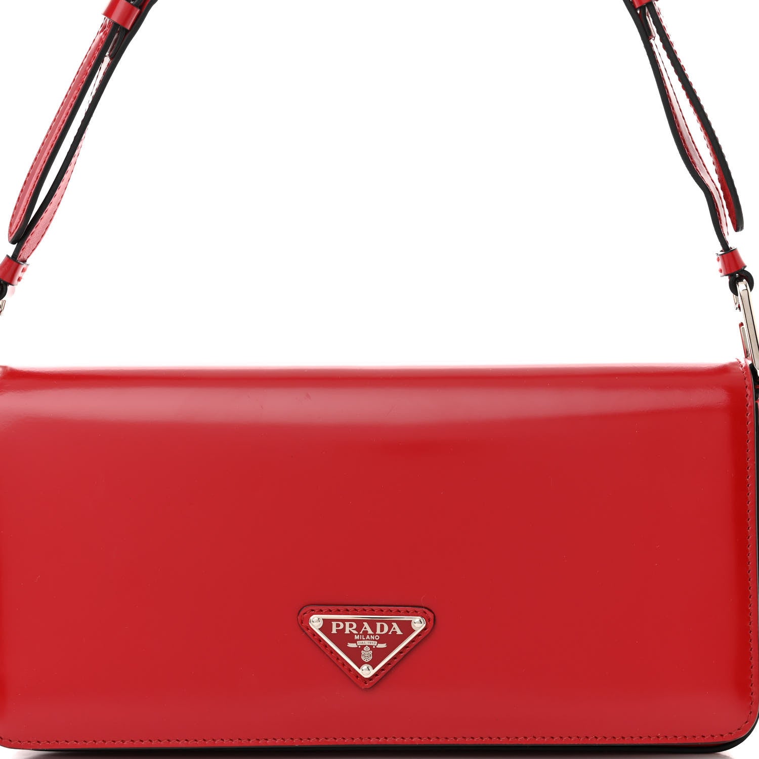 Prada Spazzolato Femme Flap Shoulder Bag Scarlatto Black 7 of 9