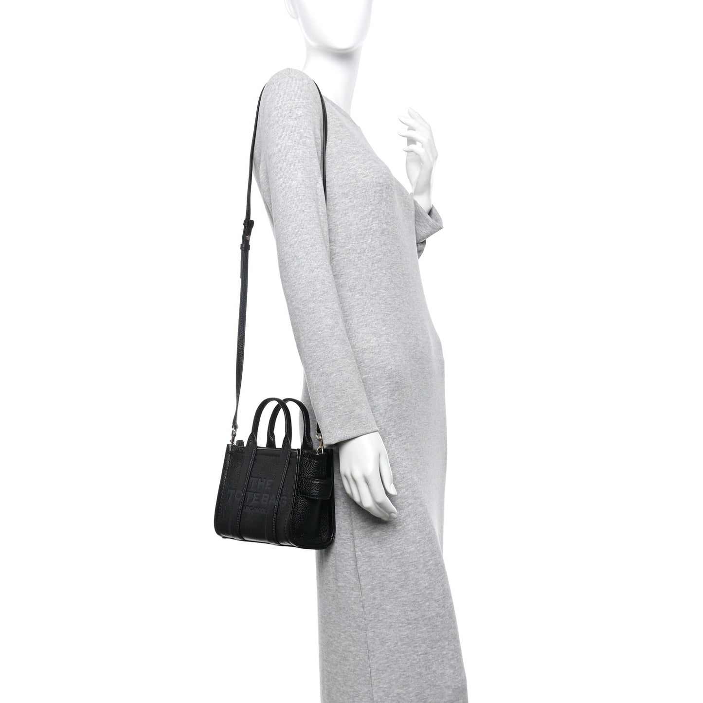 Grained Calfskin Crossbody The Tote Bag Black