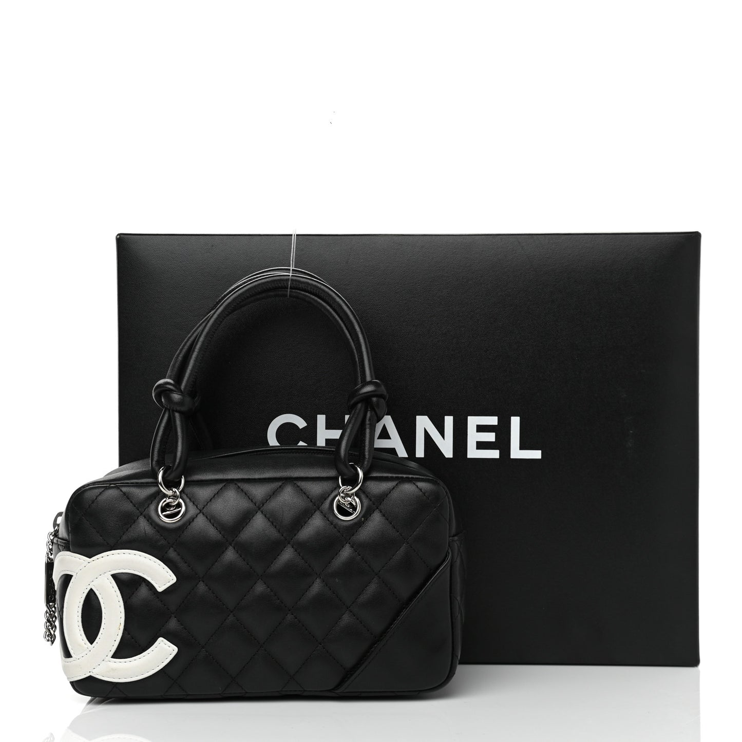 Calfskin Quilted Small Cambon Bowler Black White