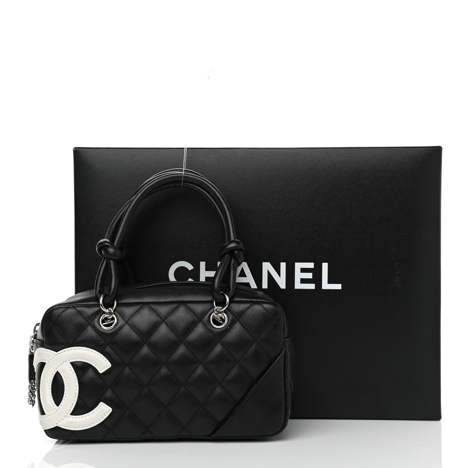 Chanel Calfskin Quilted Small Cambon Bowler Black White 12 of 12
