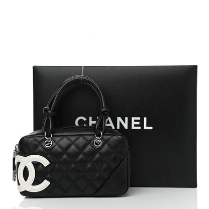 Chanel Calfskin Quilted Small Cambon Bowler Black White 12 of 12