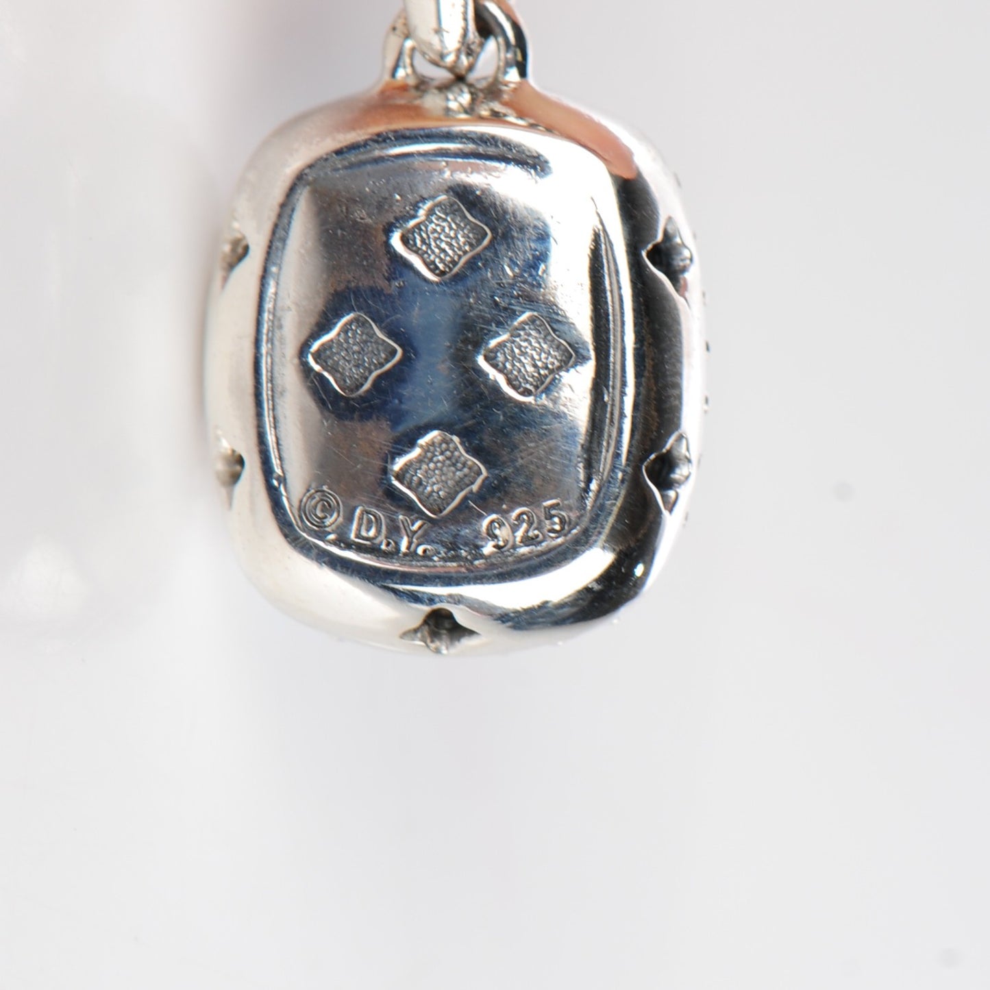 Sterling Silver Pave Diamond Blue Topaz 12mm Noblesse Pendant Necklace
