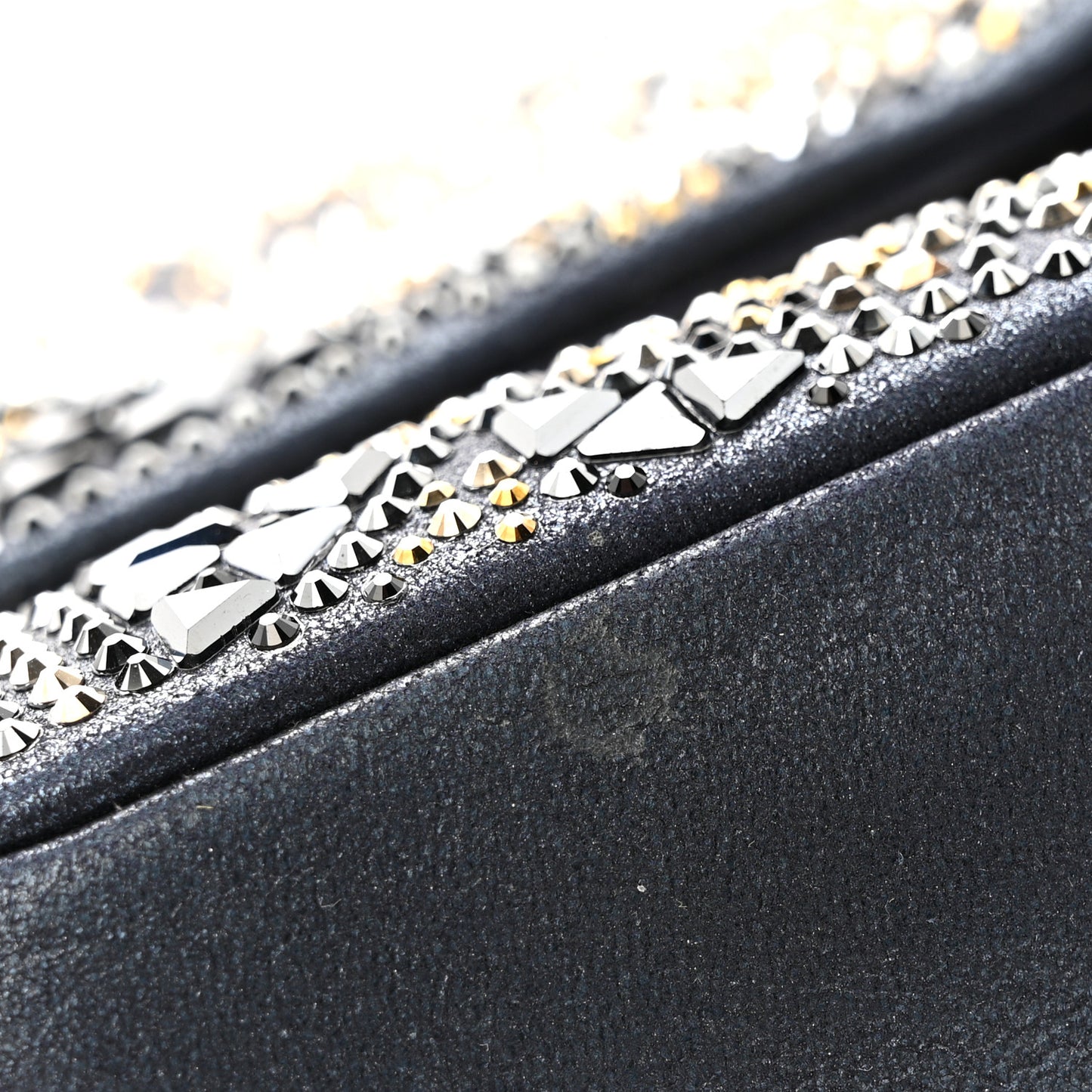 Oxidized Goatskin Strass Buonasera Medium Flap Dark Blue