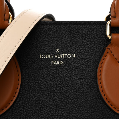 Louis Vuitton Calfskin Monogram Fold Tote MM Black Wine Cream 7 of 9