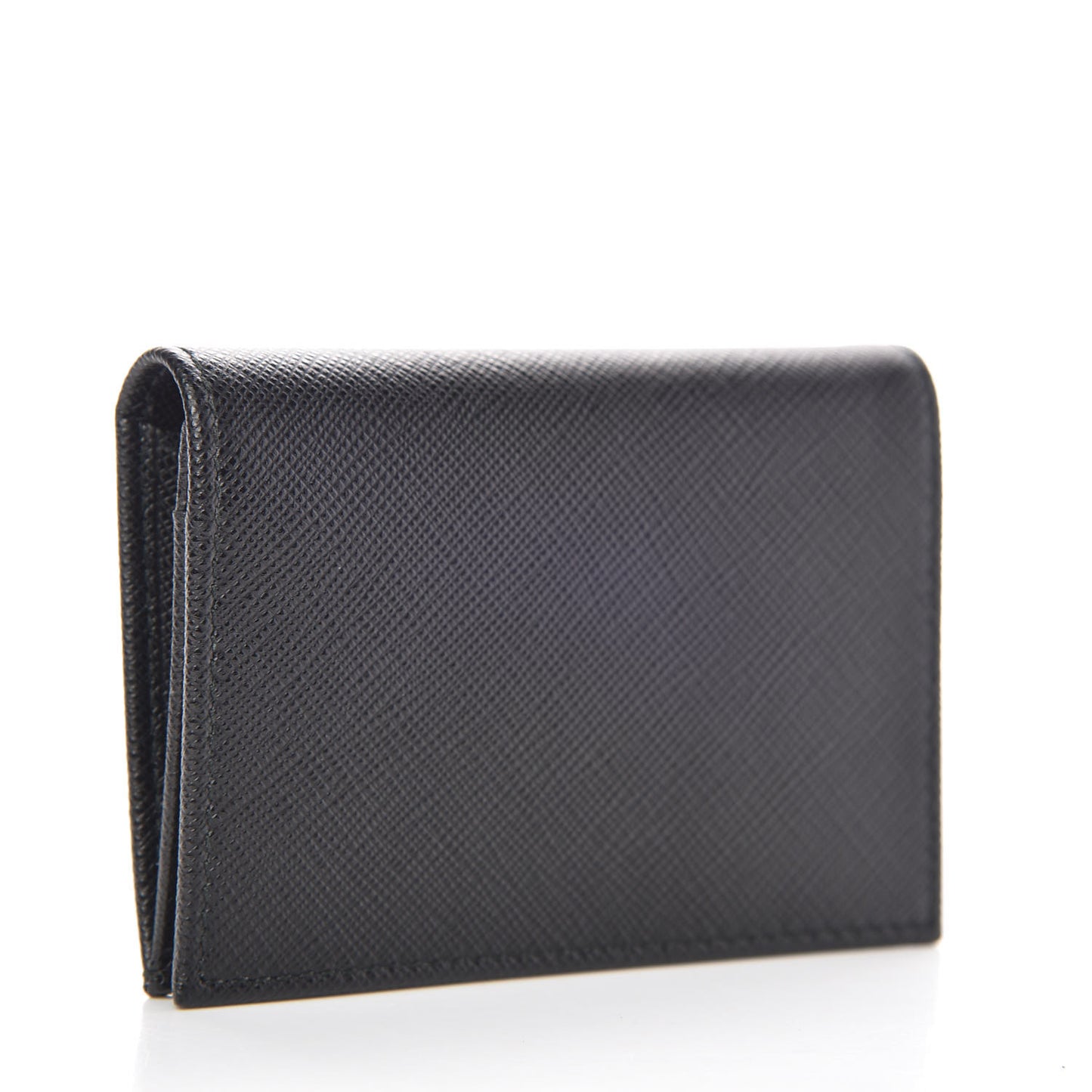 Saffiano Metal Bi-Fold Card Holder Wallet Black