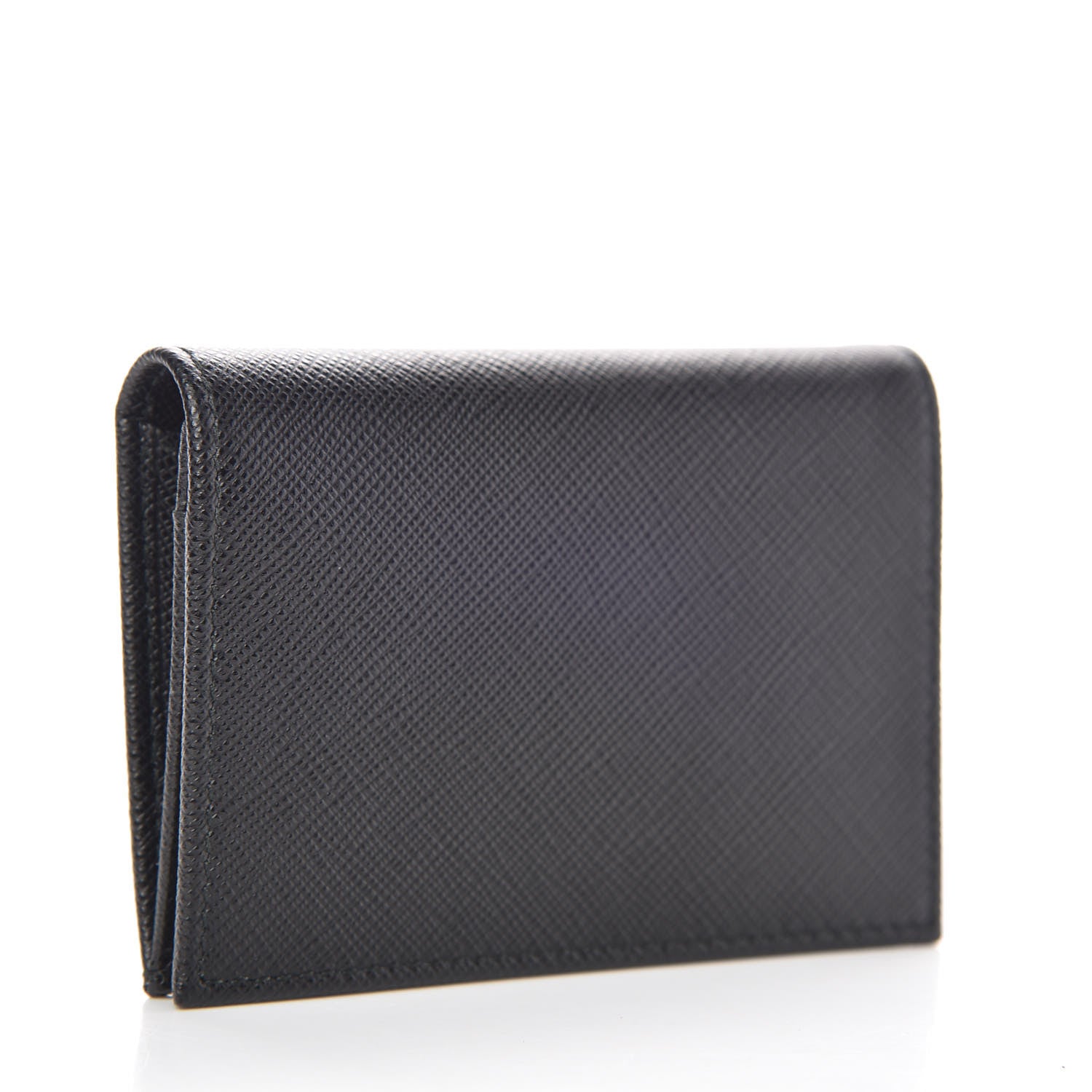 Prada Saffiano Metal Bi-Fold Card Holder Wallet Black 3 of 8