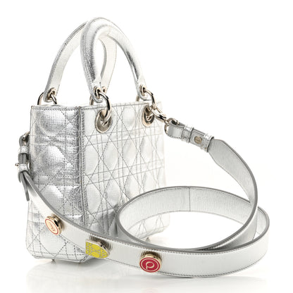 Christian Dior Metallic Grained Calfskin Cannage Small Lucky Badges My Lady Dior Silver 3 of 14