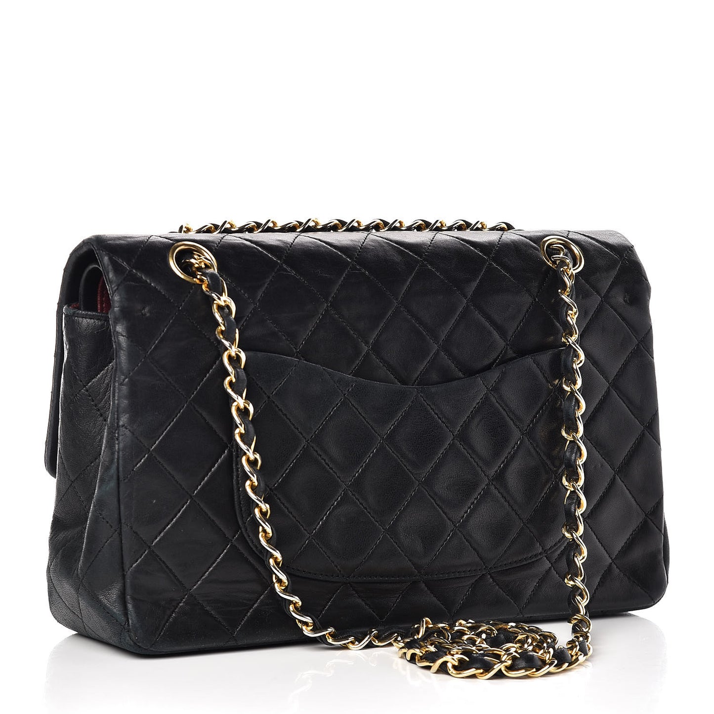 Lambskin Quilted Medium Double Flap Black