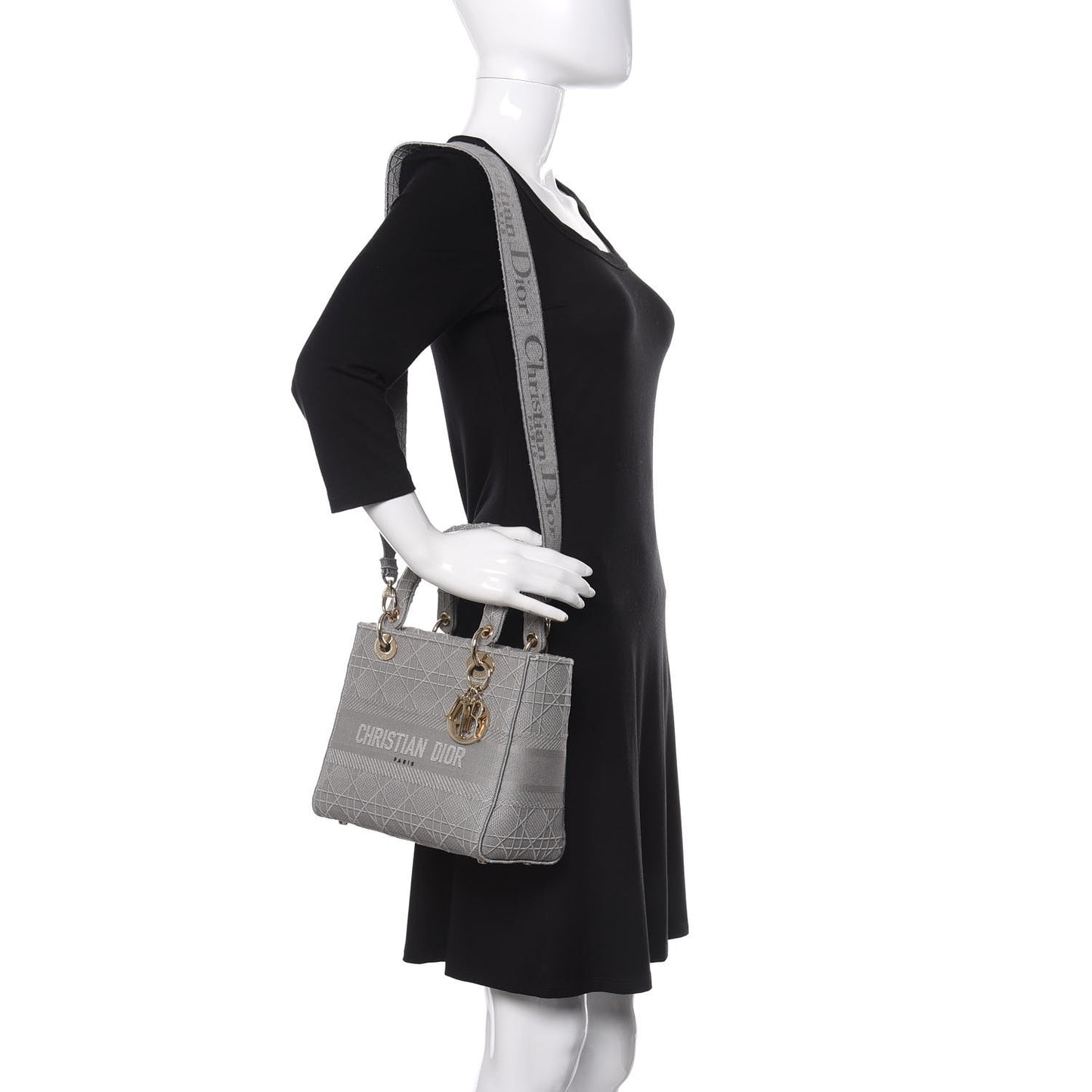 Canvas Embroidered Cannage Medium Lady D-Lite Gray