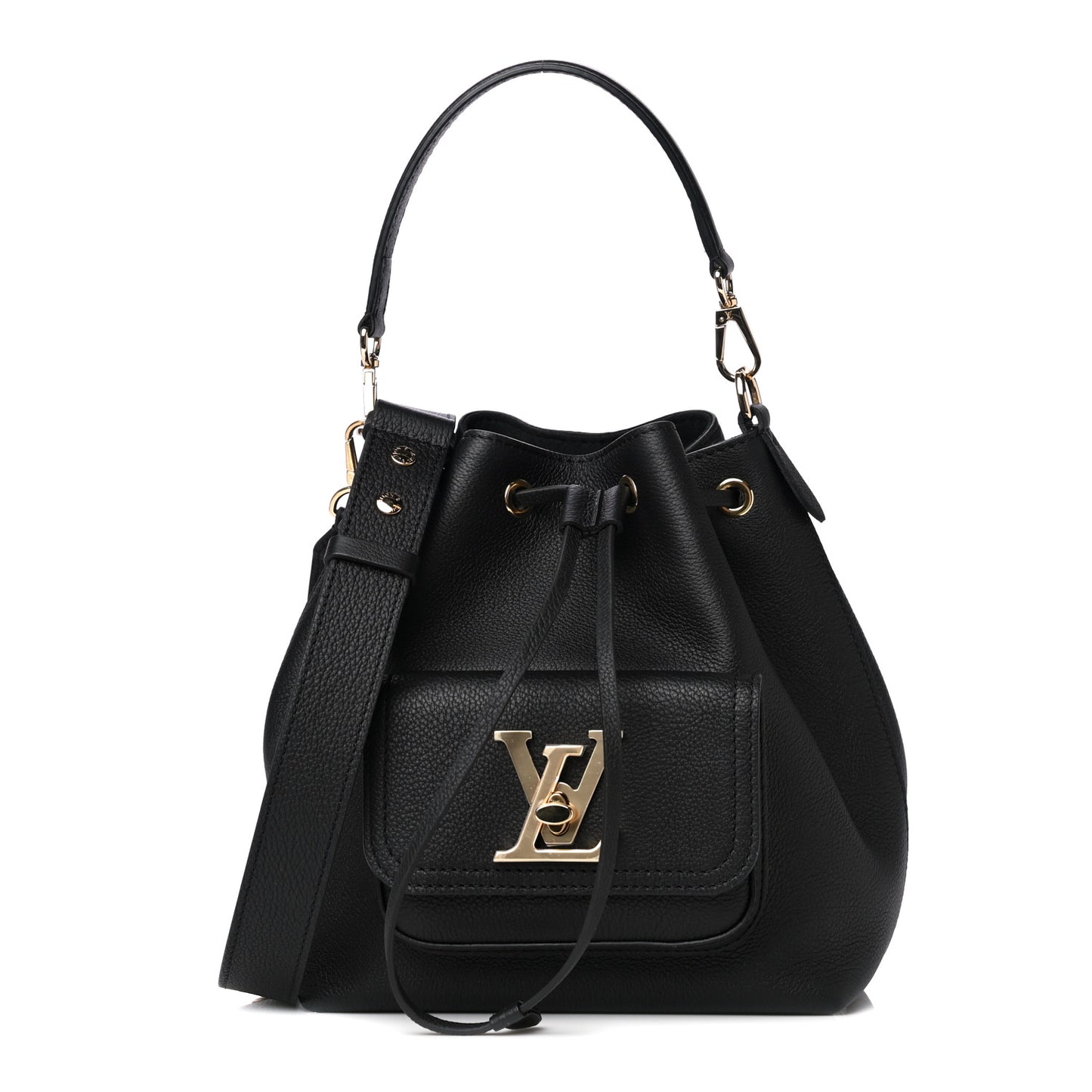 Calfskin Lockme Bucket MM Black