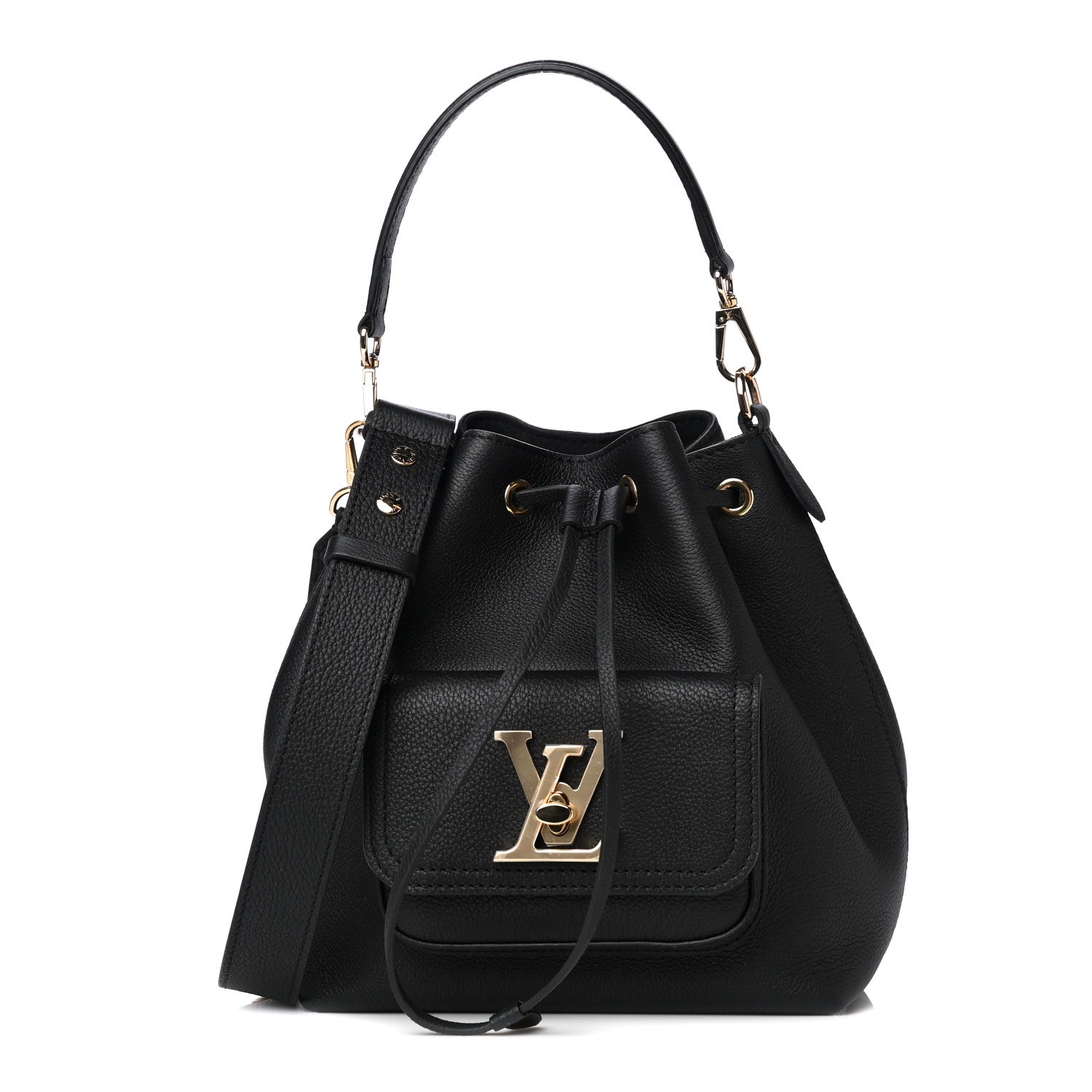 Louis Vuitton Calfskin Lockme Bucket MM Black 1 of 7