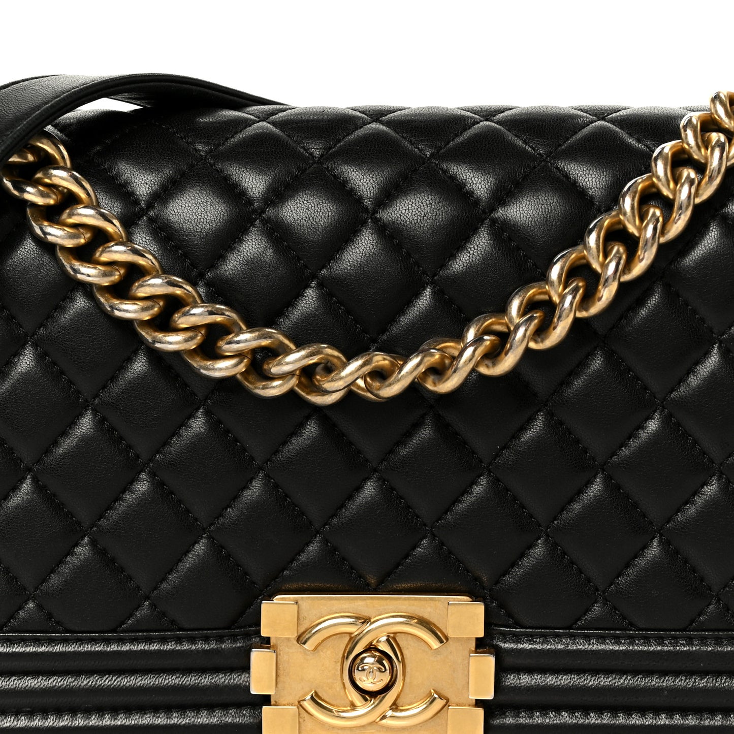 Lambskin Quilted Medium Boy Flap Black