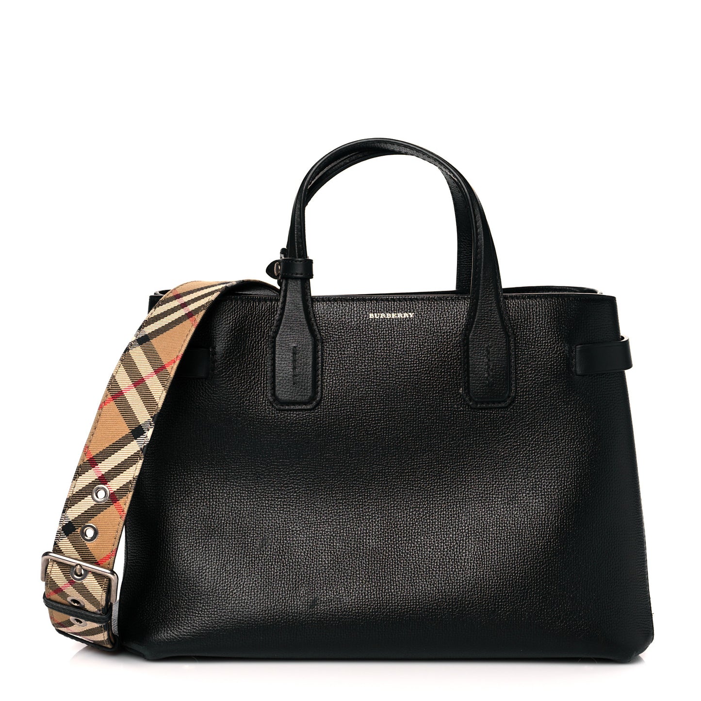 Derby Calfskin House Check Medium Banner Tote Black