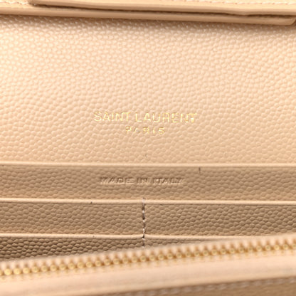 Saint Laurent Grain De Poudre Matelasse Chevron Monogram Chain Wallet Nude Powder 6 of 8