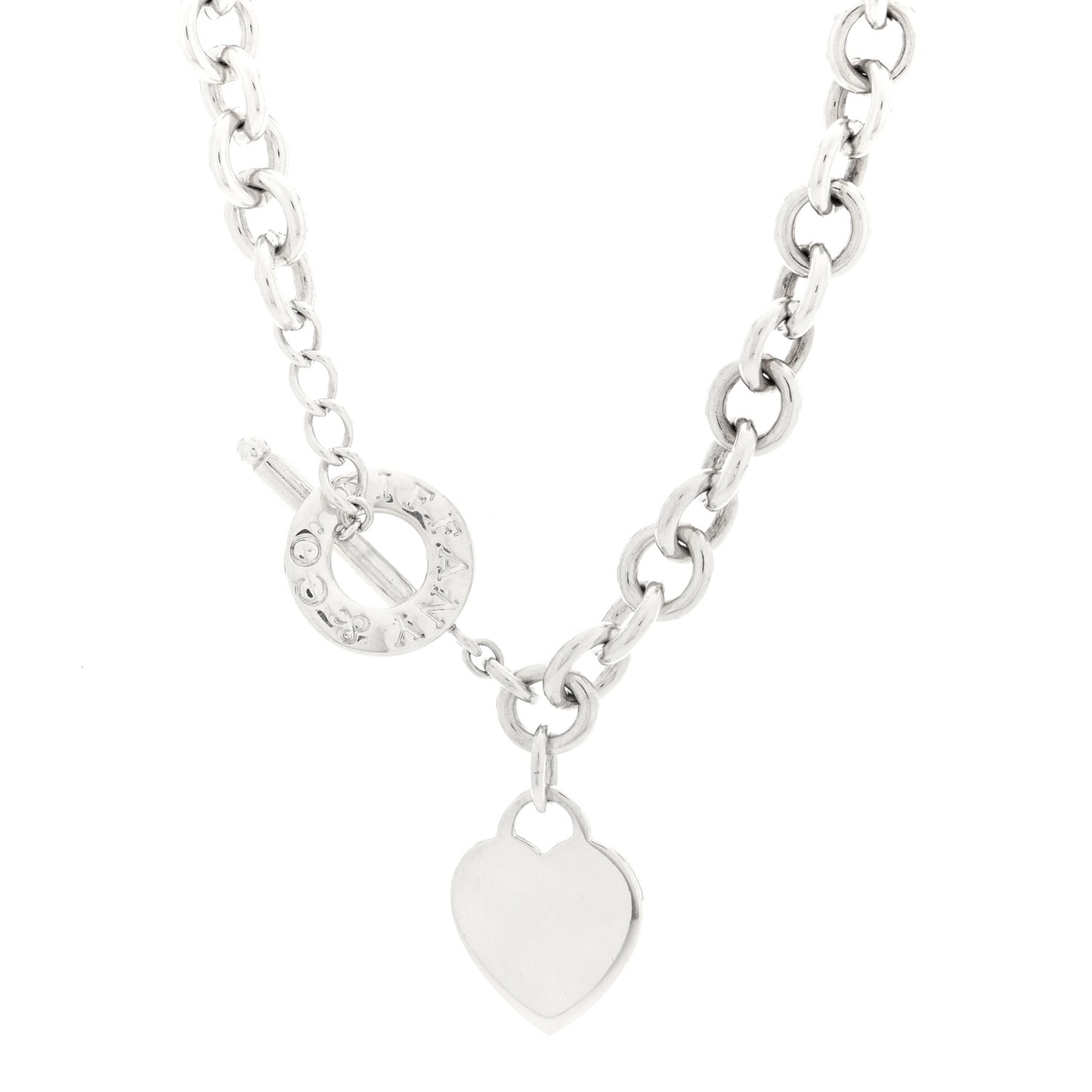 Sterling Silver Heart Tag Toggle Necklace