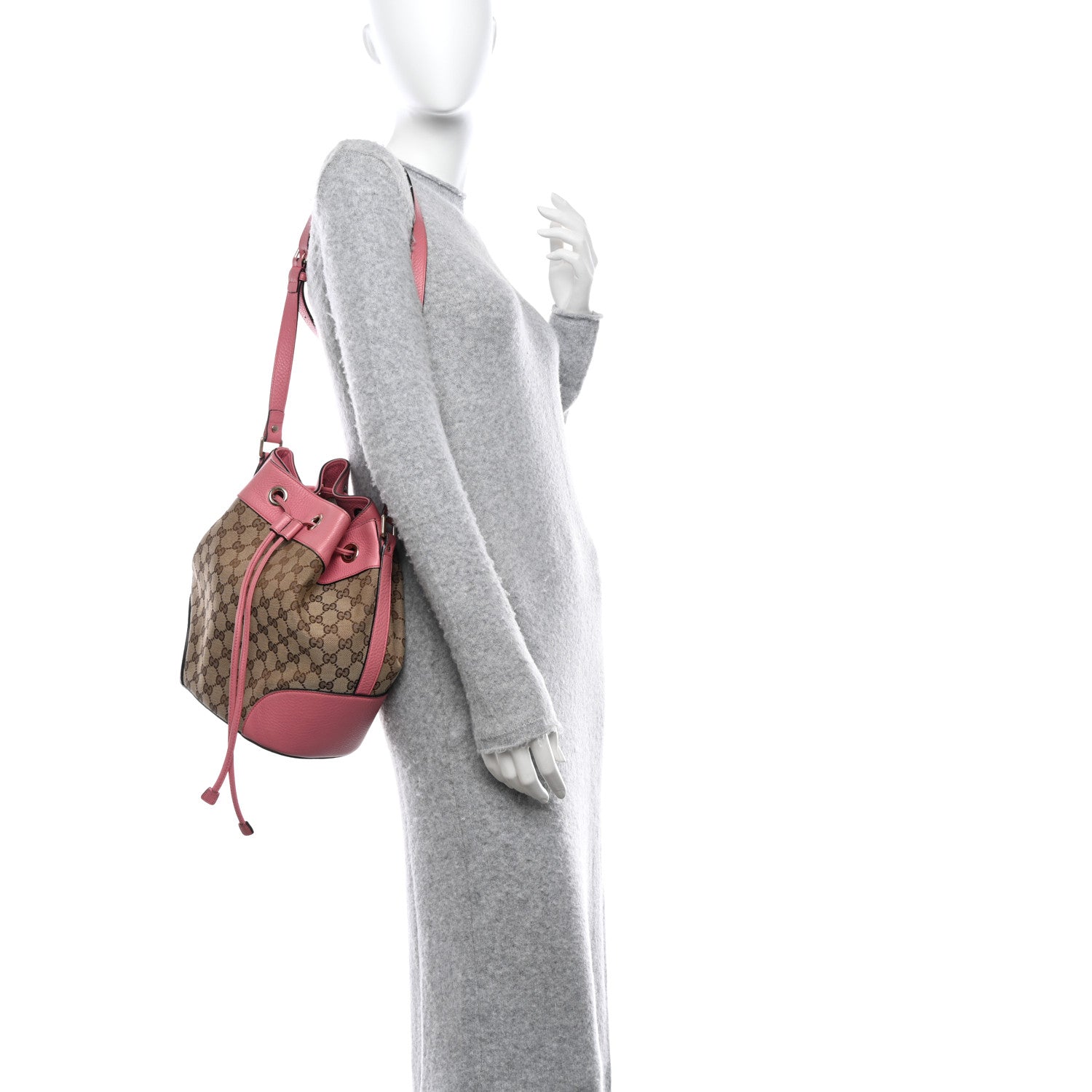 Gucci GG Monogram Calfskin Bucket Bag Pink 2 of 12