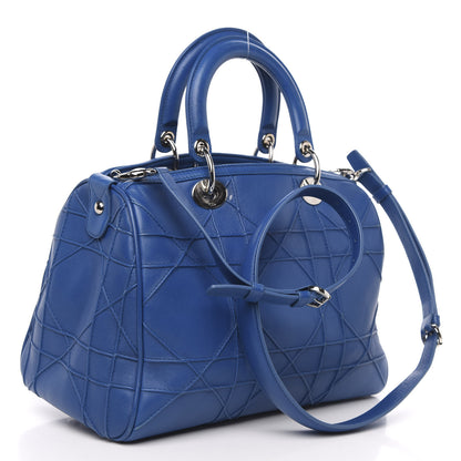 Christian Dior Lambskin Cannage Granville Polochon Blue 4 of 15