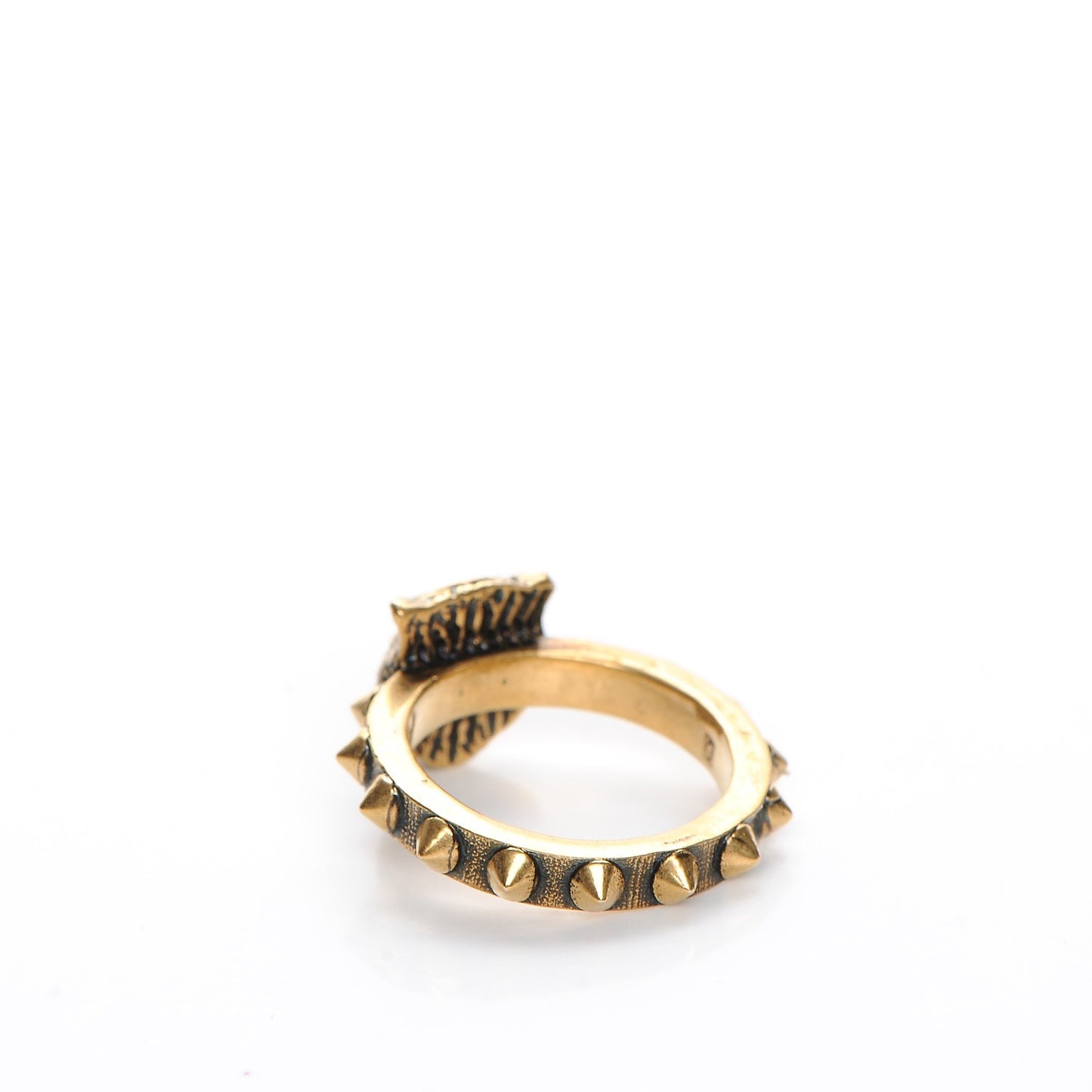 Metal Feline Head Ring 62 10 Aged Gold