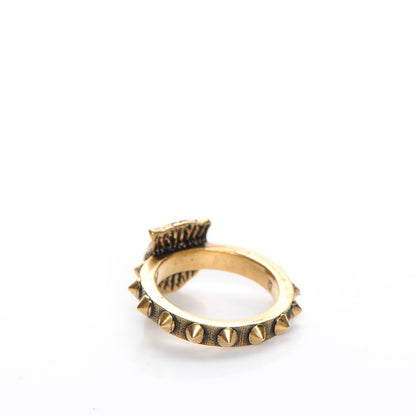 Gucci Metal Feline Head Ring 62 10 Aged Gold 4 of 7