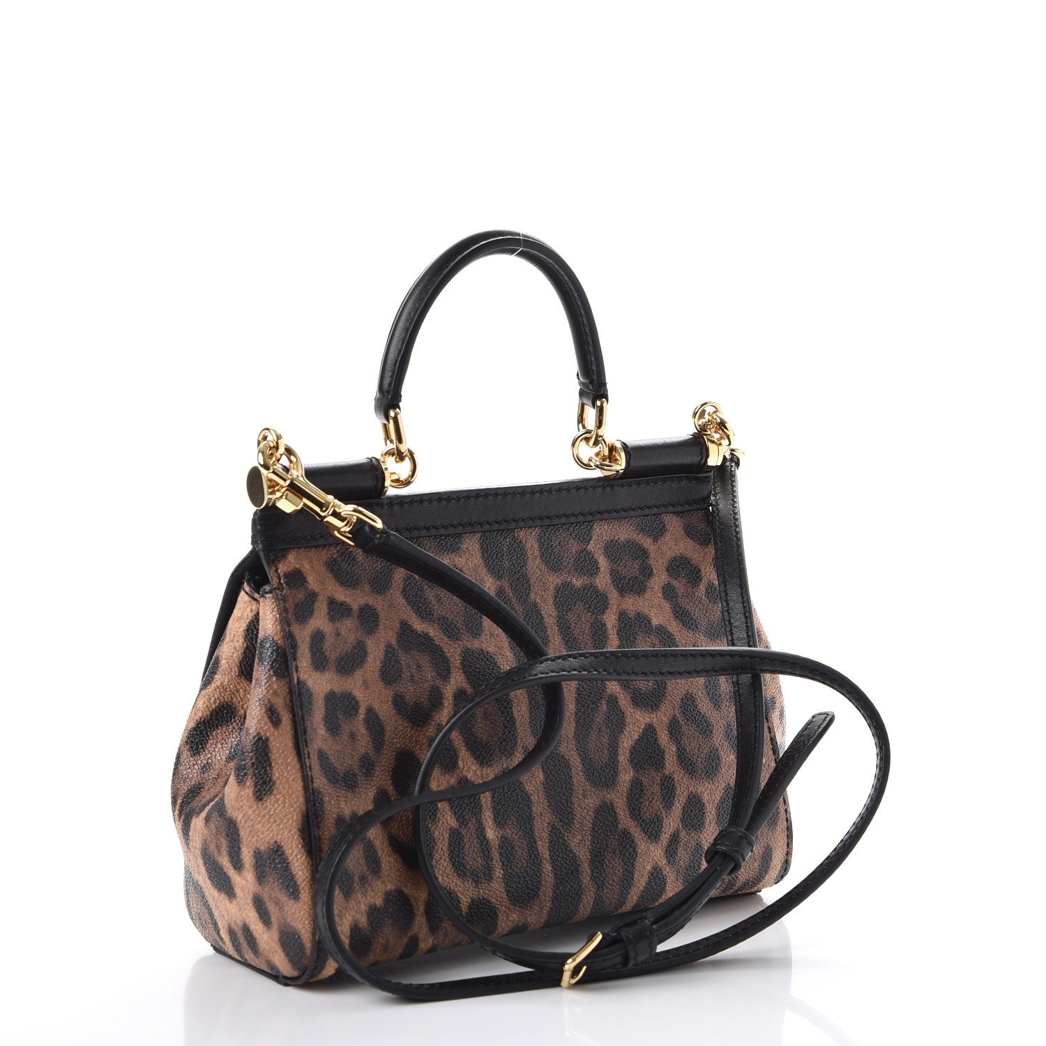 Dolce & Gabbana Dauphine Leopard Print Small Miss Sicily Satchel Black 3 of 6