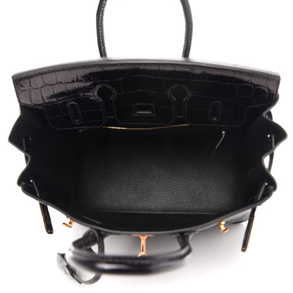 Hermes Taurillon Novillo Shiny Niloticus Crocodile Birkin Touch 25 Black 15 of 35