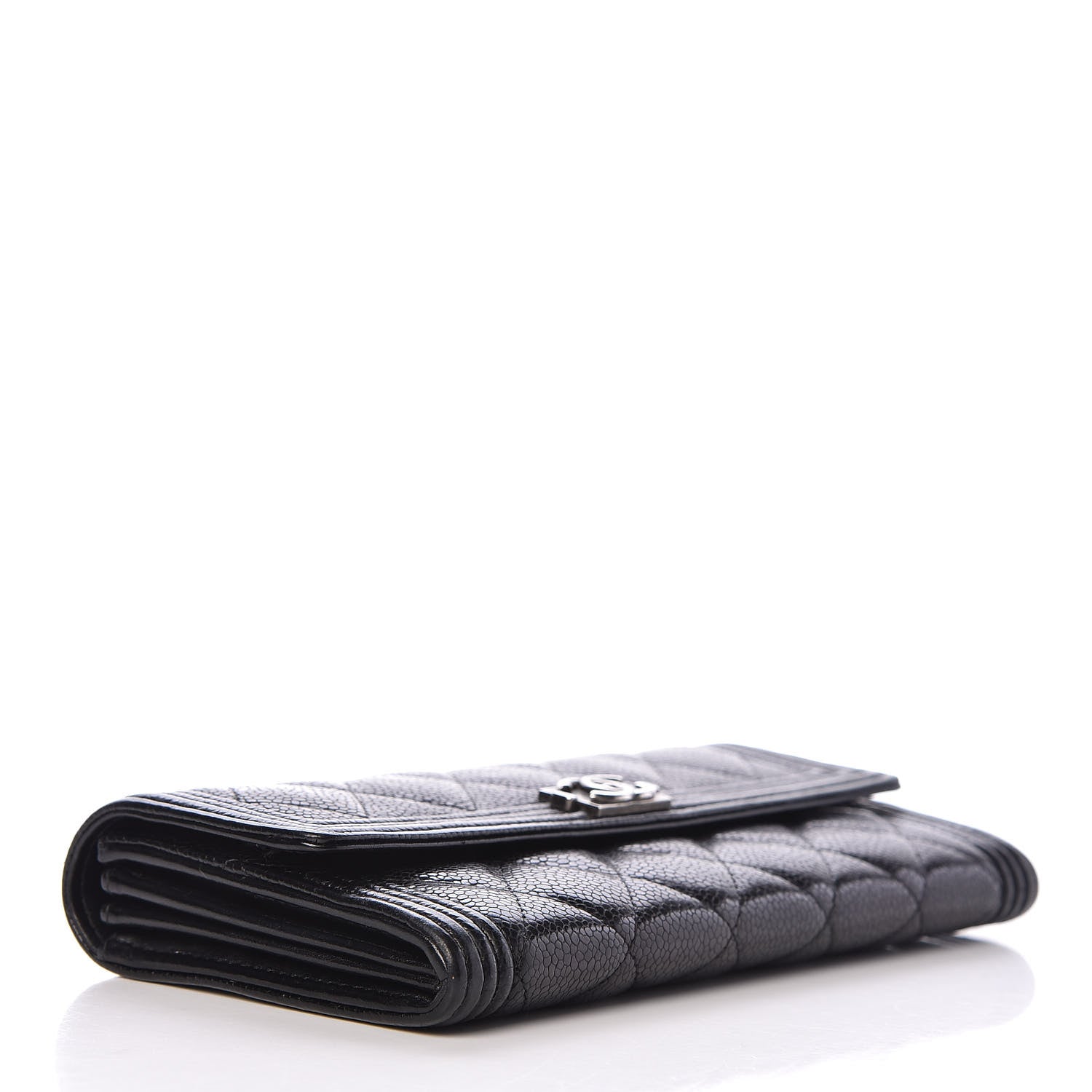 Chanel Caviar Quilted Large Boy Gusset Flap Wallet Black 4 of 16