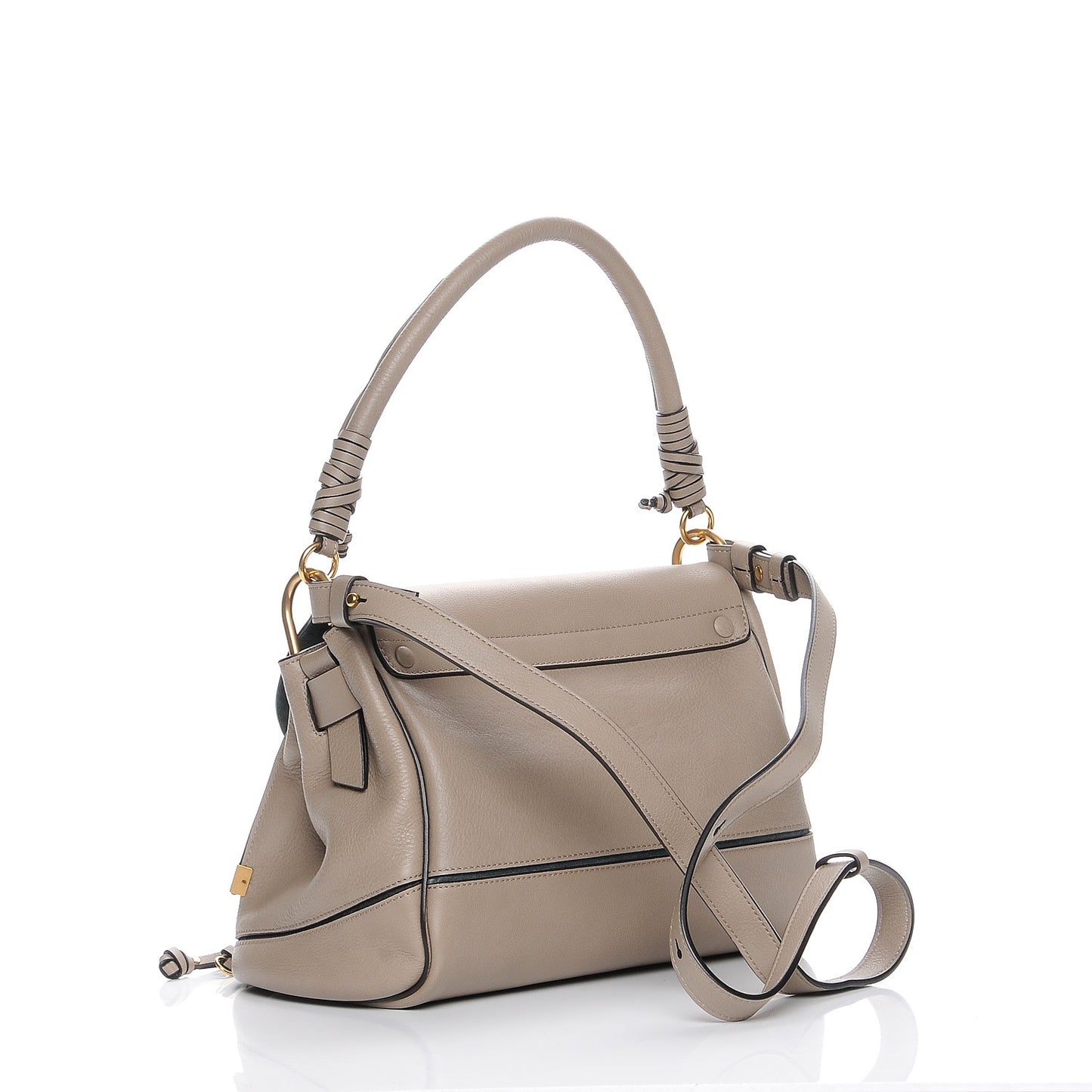 Calfskin Small Owen Flap Bag Motty Grey