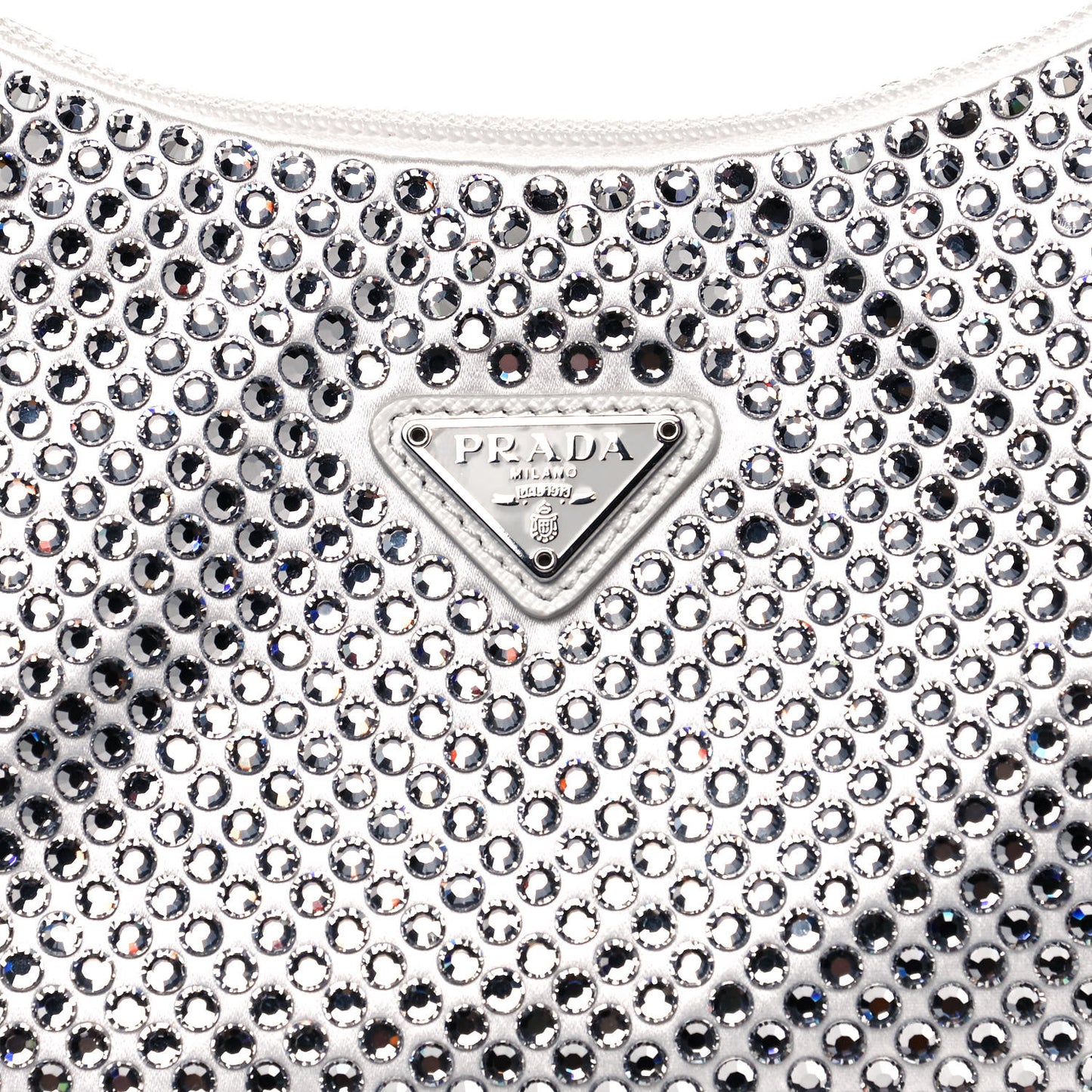 Satin Crystal Mini Re-Edition 2000 Bag White