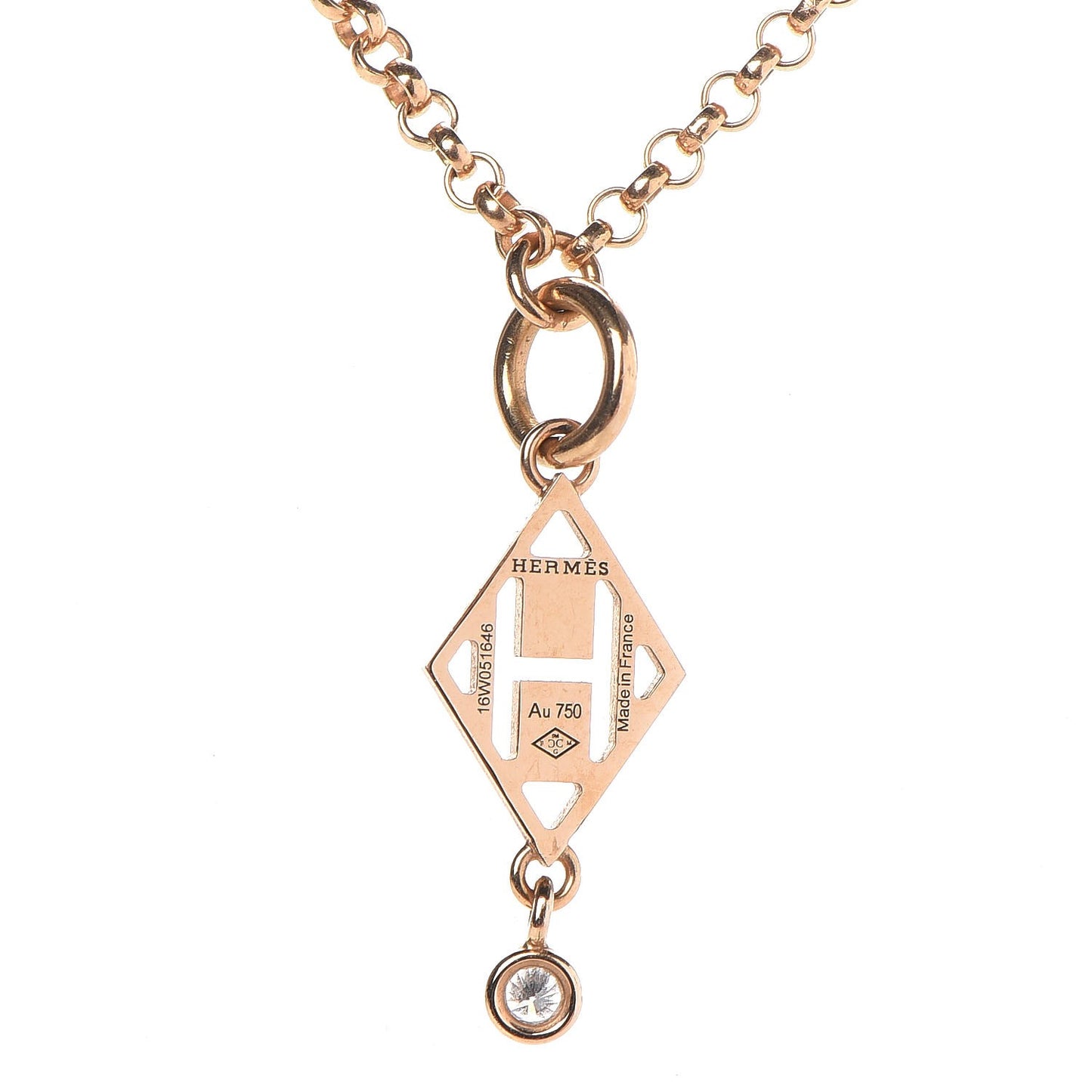 18K Rose Gold Diamond Gambade Pendant Necklace