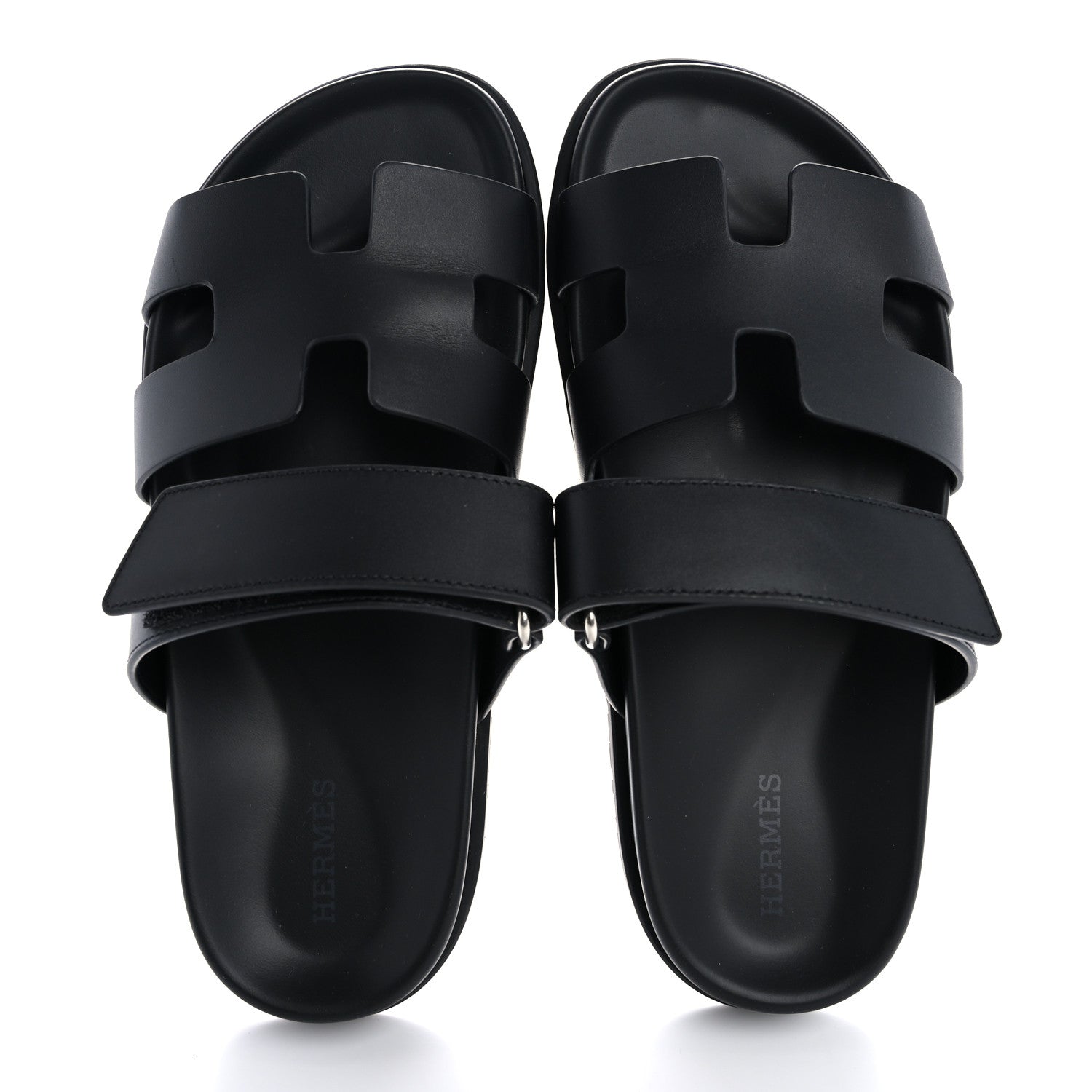 Hermes Calfskin Womens Chypre Sandals 36.5 Black 2 of 12