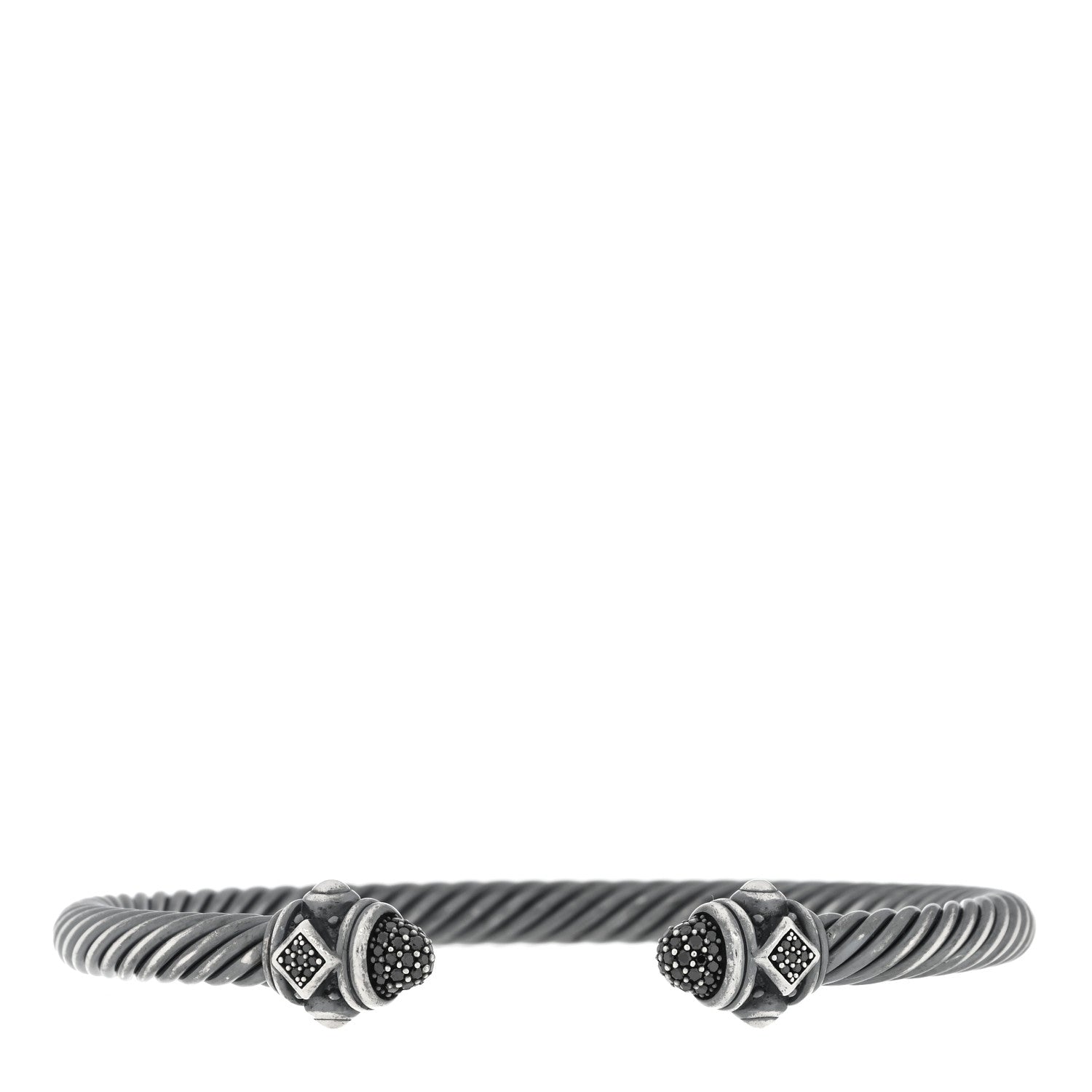 David Yurman Darkened Sterling Silver Black Diamond 5mm Renaissance Bracelet 1 of 3