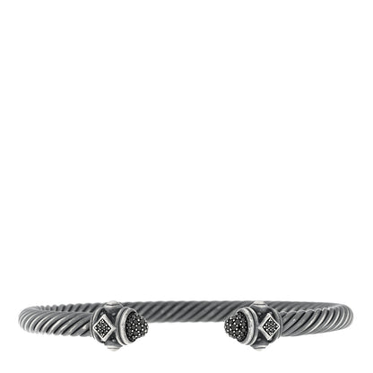 David Yurman Darkened Sterling Silver Black Diamond 5mm Renaissance Bracelet 1 of 3