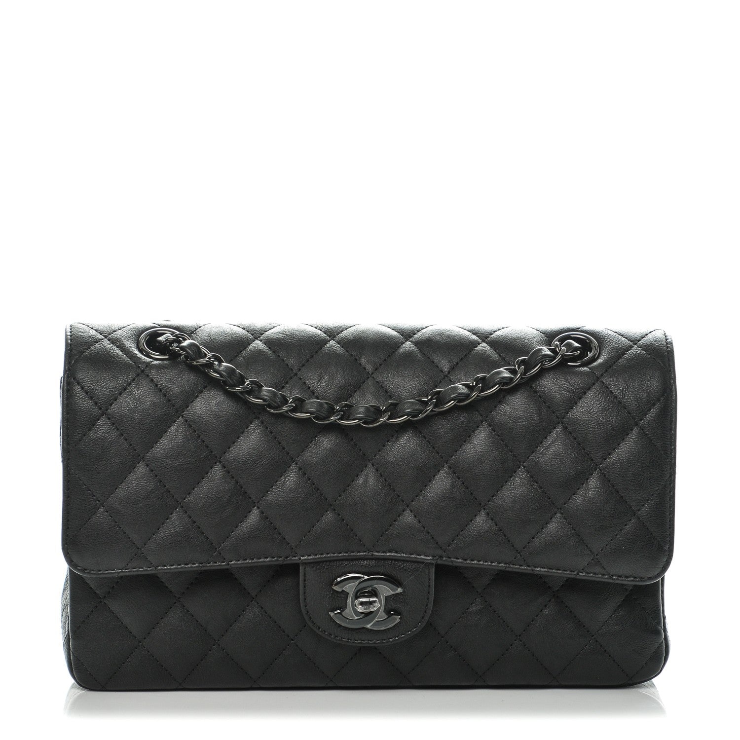 Chanel Crumpled Calfskin Quilted Medium Double Flap So Black 1 of 8