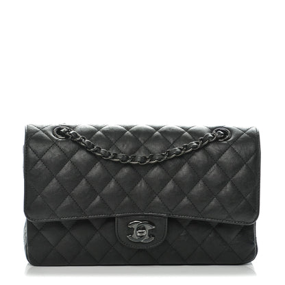 Chanel Crumpled Calfskin Quilted Medium Double Flap So Black 1 of 8