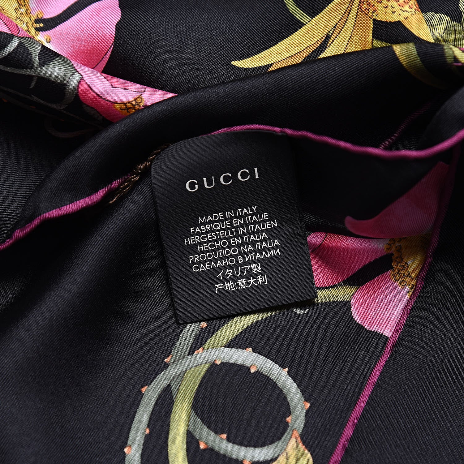 Gucci Silk Floral Flowerwebby Square Scarf Black 5 of 5