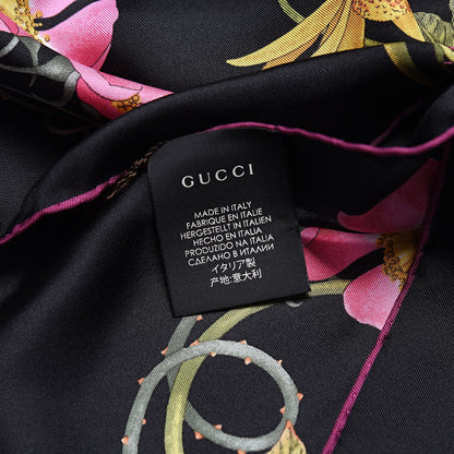 Gucci Silk Floral Flowerwebby Square Scarf Black 5 of 5