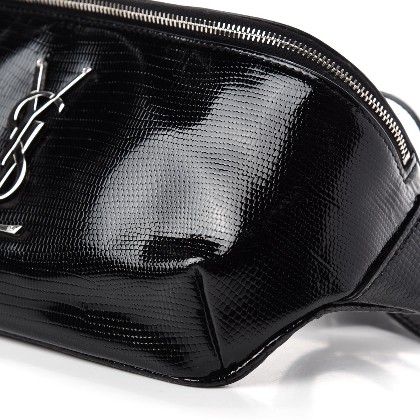 Lizard Embossed Calfskin Belt Bag Black