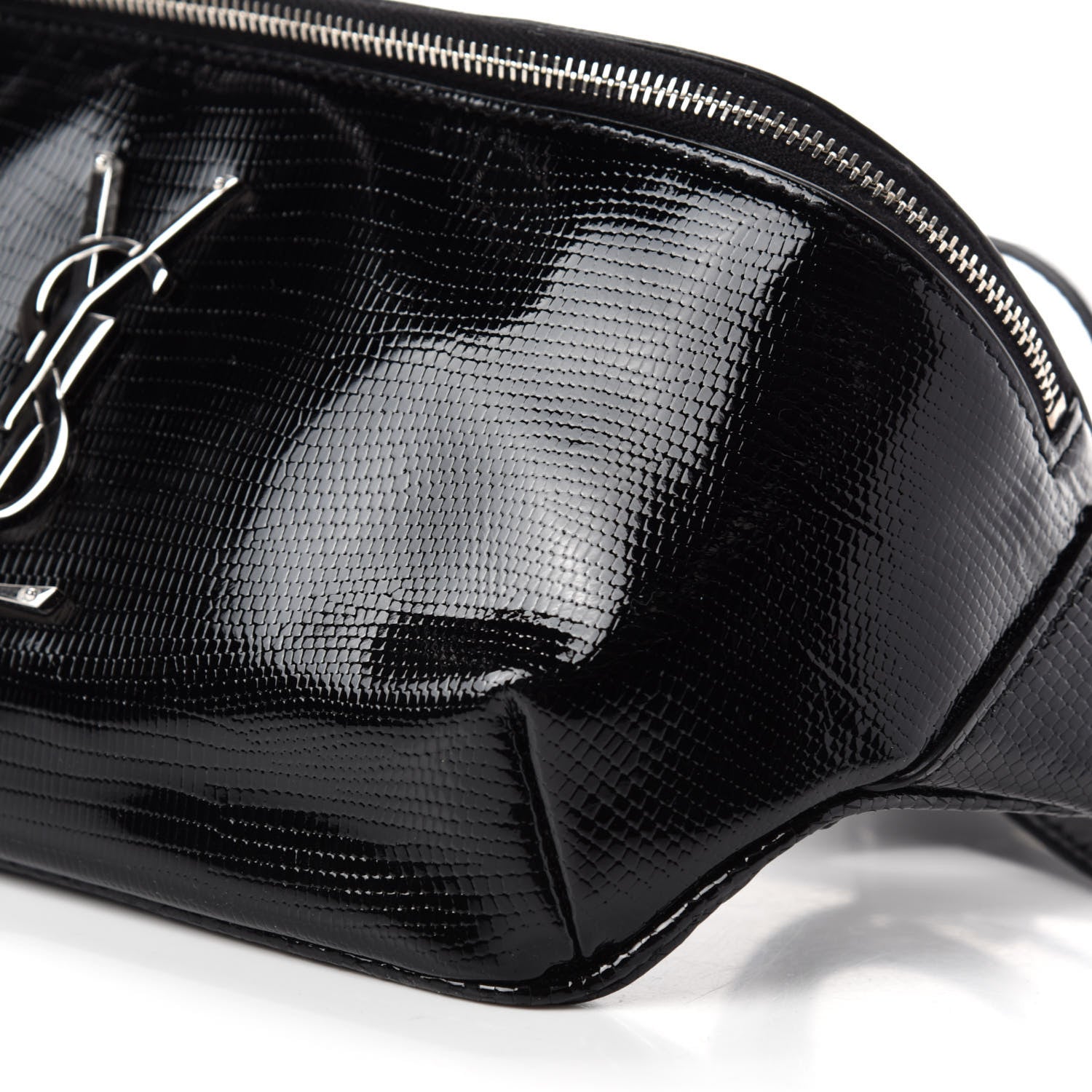 Saint Laurent Lizard Embossed Calfskin Belt Bag Black 7 of 10